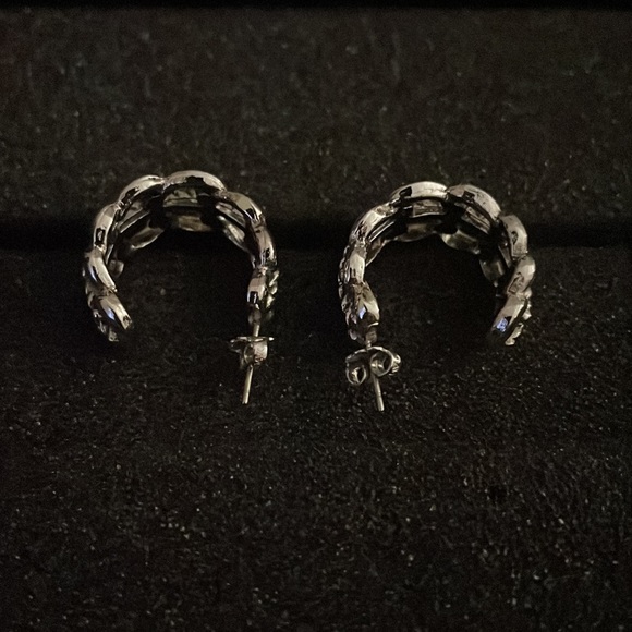 Silver half hoop earnings - Picture 3 of 3